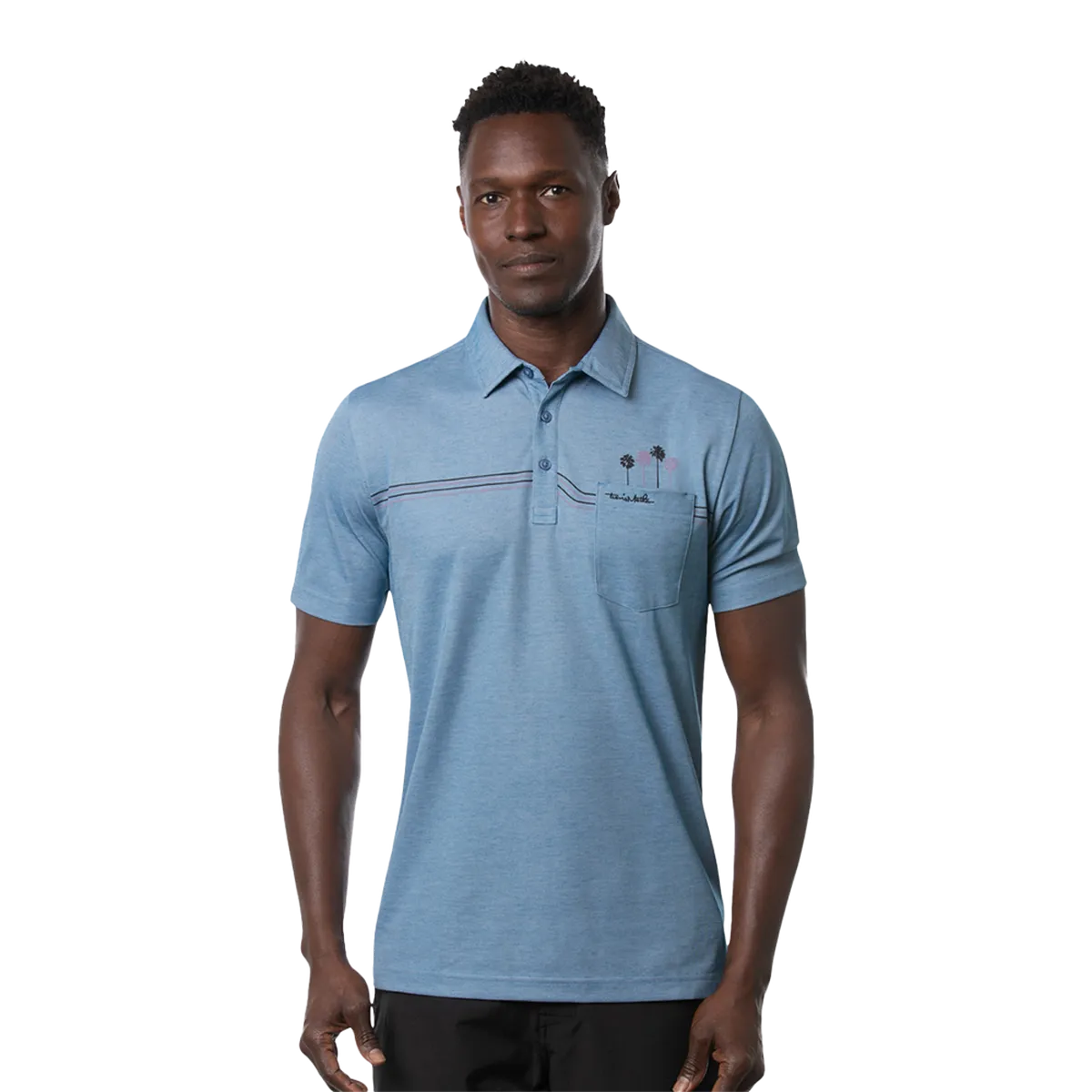 TRAVIS MATHEW MENS MAX BET POLO - HEATHER BLUE SAPPHIRE