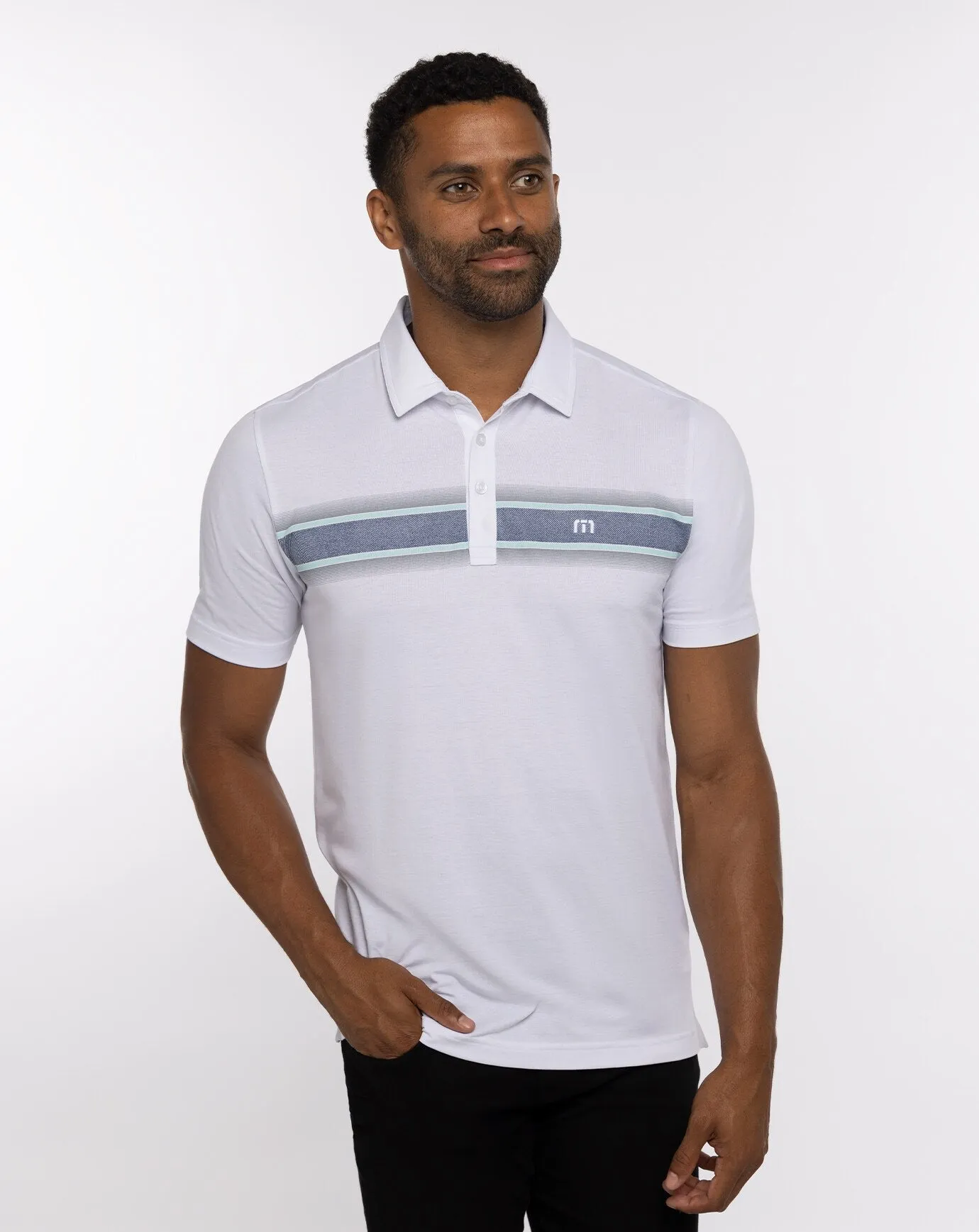 TRAVISMATHEW MENS LIME ON THE RIM POLO - WHITE