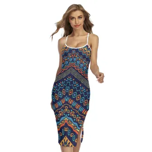 Tribal Print Women's Back Cross Cami Dress