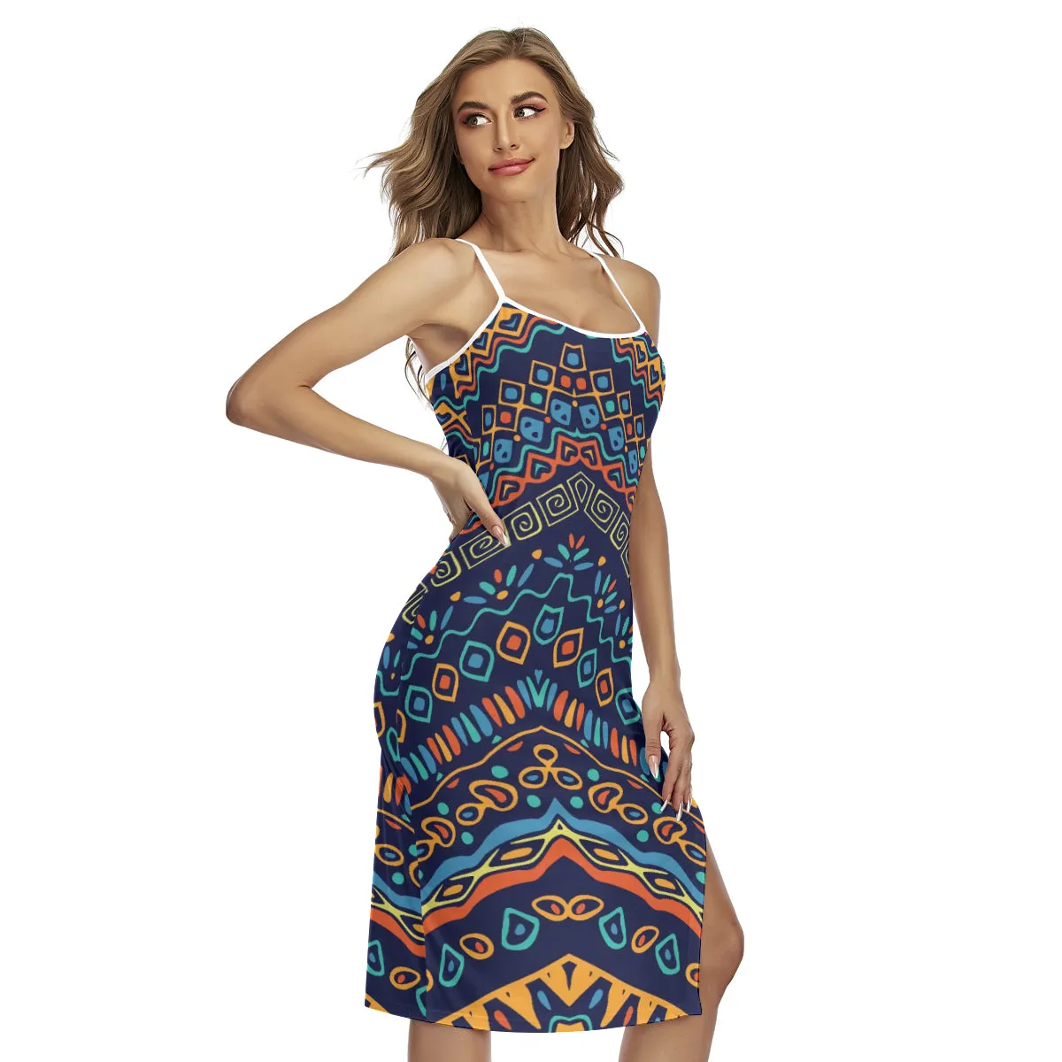 Tribal Print Women's Back Cross Cami Dress