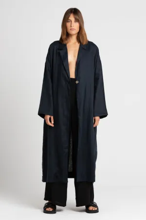 Victor Linen Coat Indigo