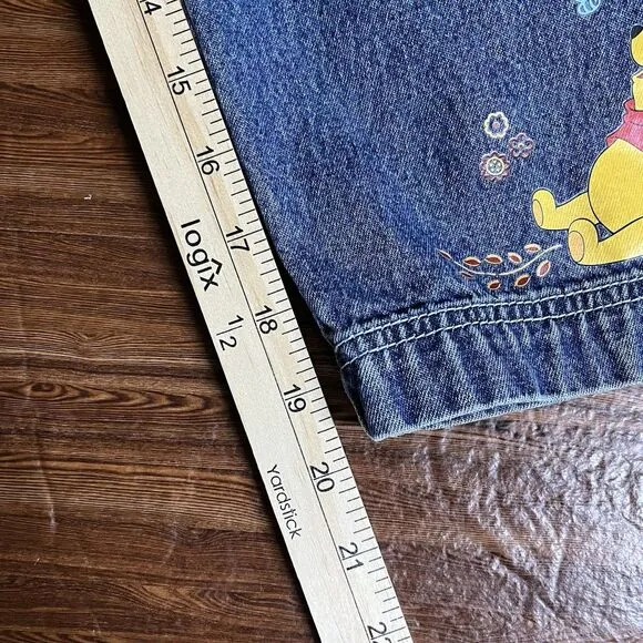 Vintage 90s Disney Winnie The Pooh Women XL Print Cropped Wide Leg Bib Overalls