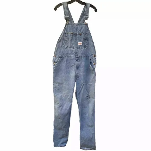 Vintage RoundHouse Bib Overalls Carpenter Denim Workwear Distressed