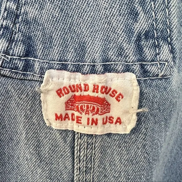 Vintage RoundHouse Bib Overalls Carpenter Denim Workwear Distressed