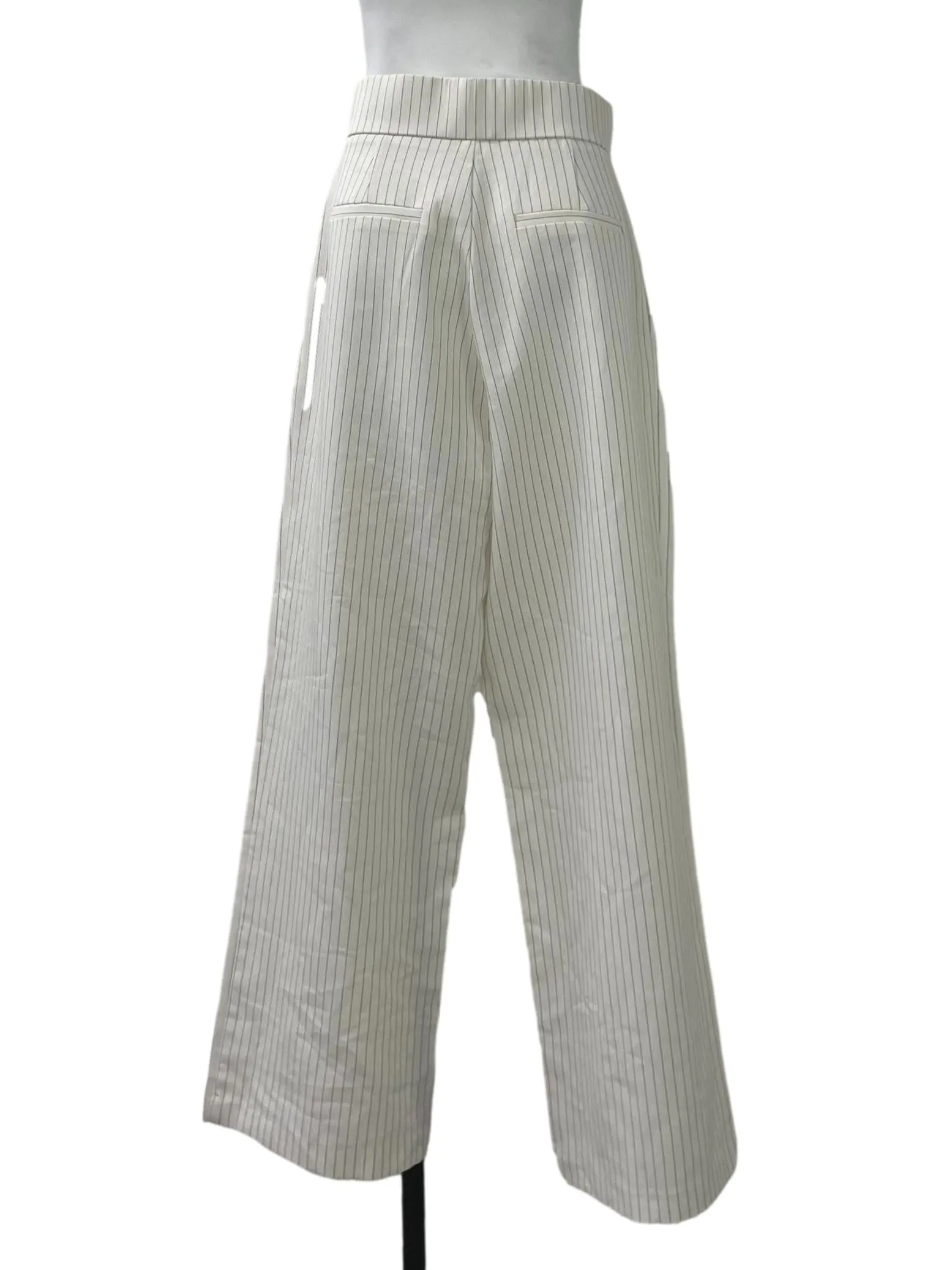White Pinstripe Pleated Pants