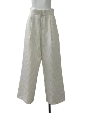 White Pinstripe Pleated Pants