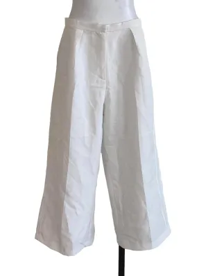 White Plain Culottes Pants