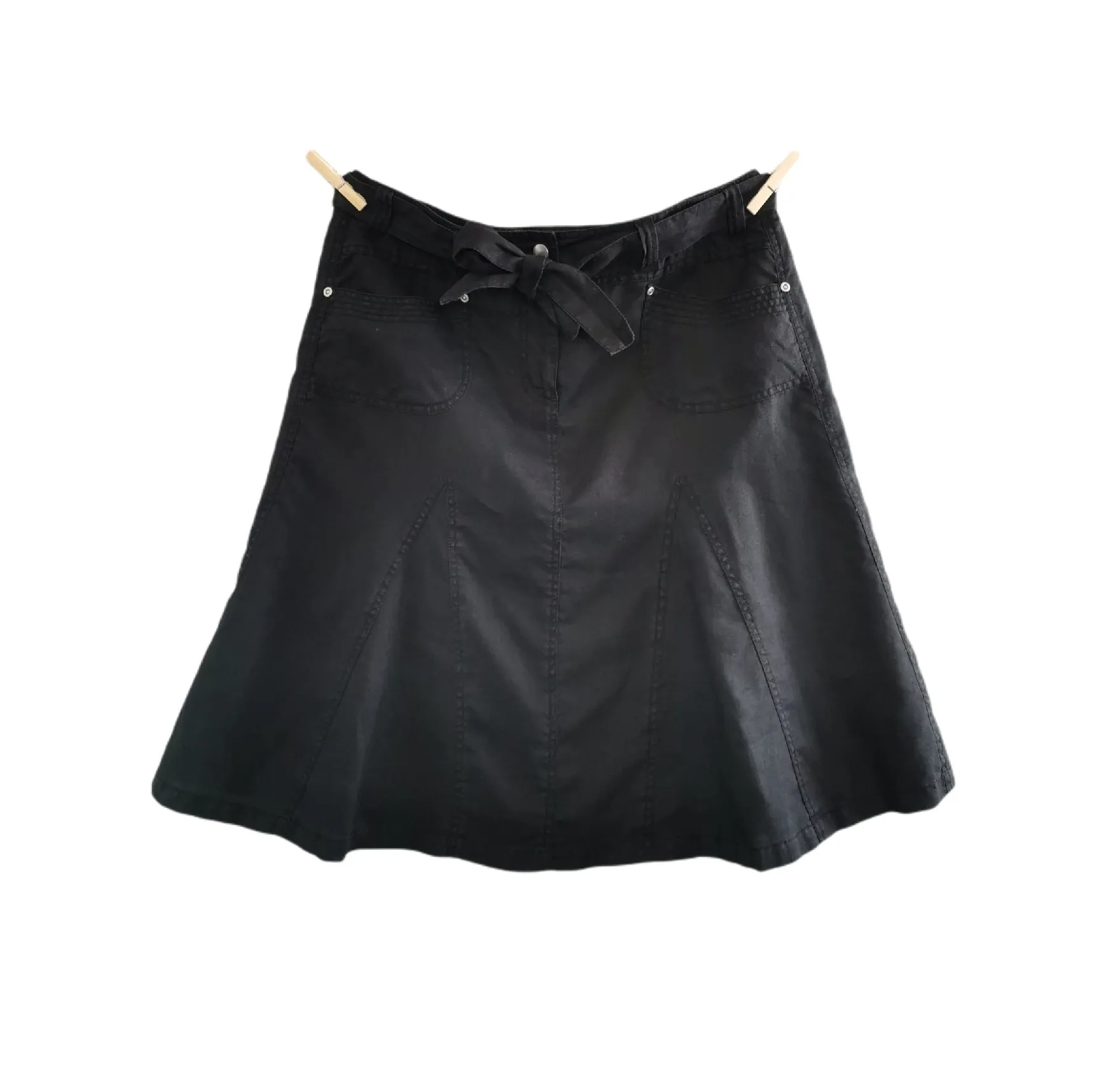 WOMENS SIZE 12 - LINEA DOMANI, Black Linen Skirt EUC B44
