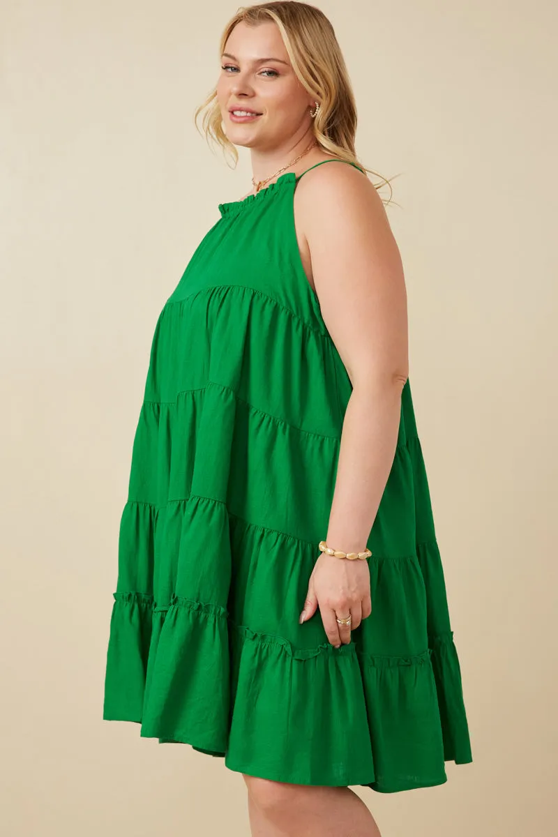 Womens Tiered Ruffle Seamed Cami Dress