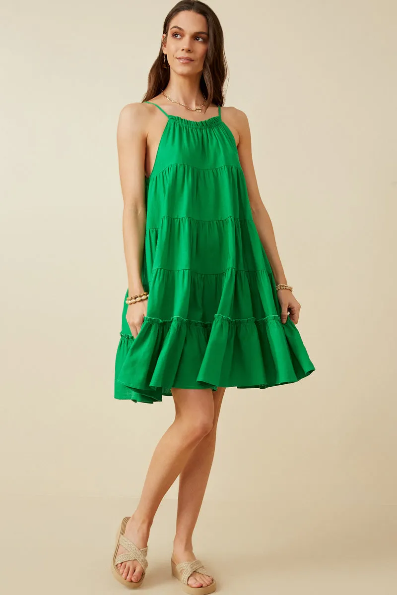 Womens Tiered Ruffle Seamed Cami Dress