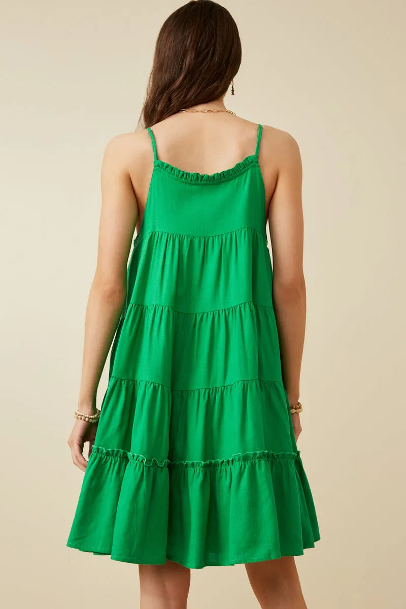 Womens Tiered Ruffle Seamed Cami Dress
