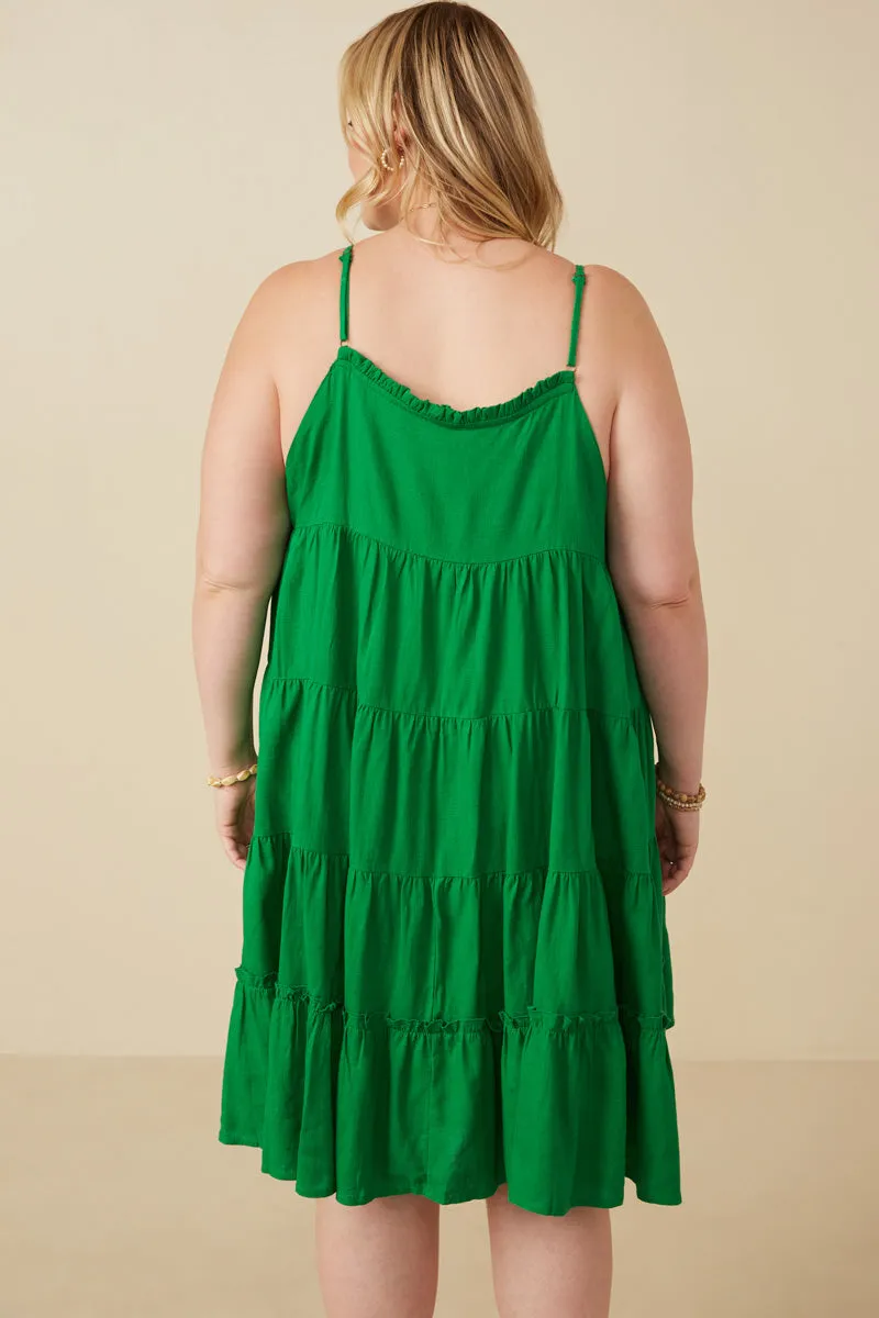 Womens Tiered Ruffle Seamed Cami Dress