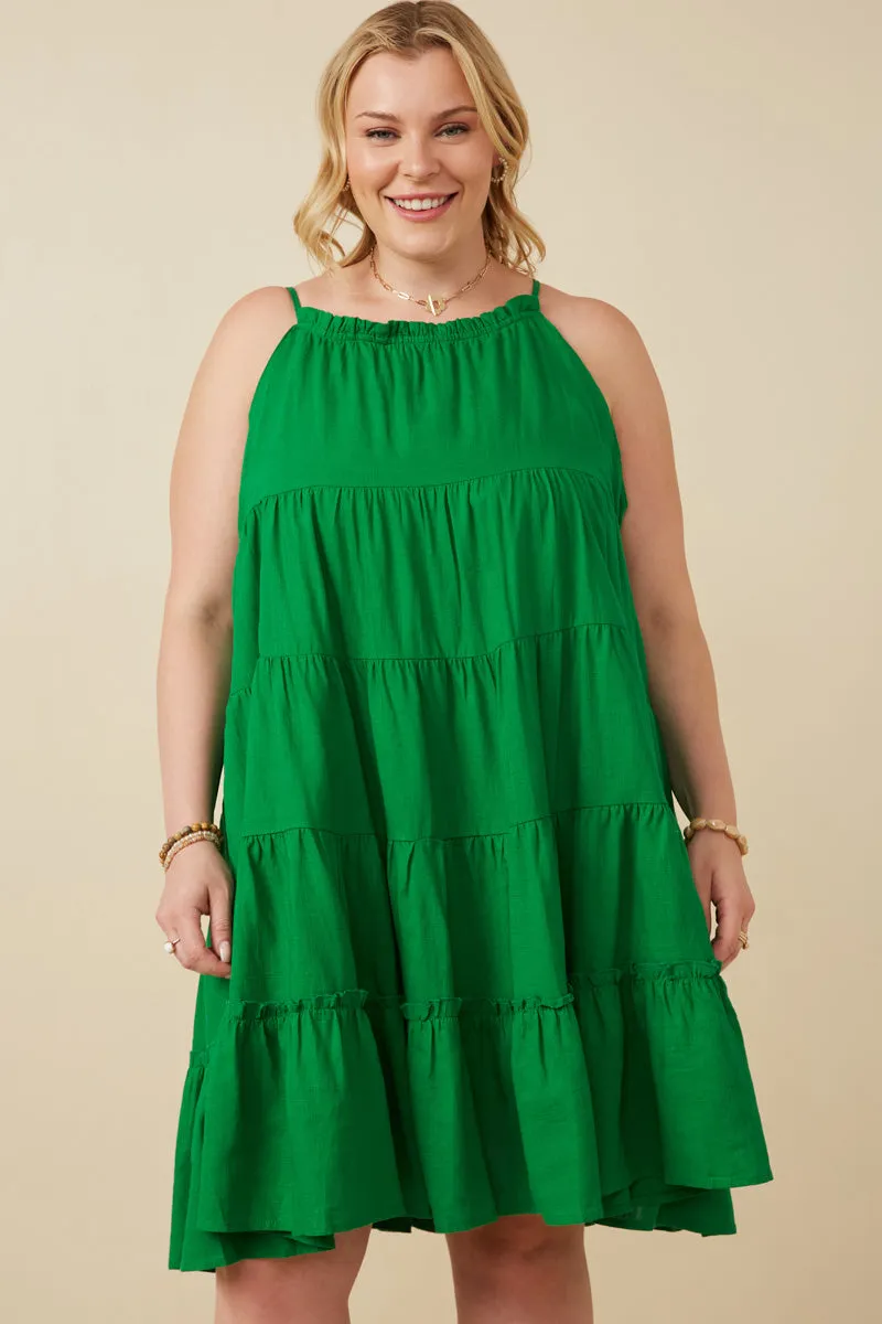 Womens Tiered Ruffle Seamed Cami Dress