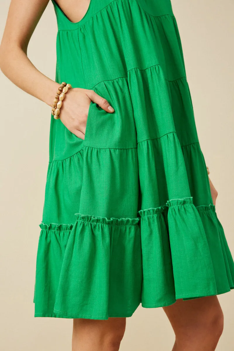 Womens Tiered Ruffle Seamed Cami Dress